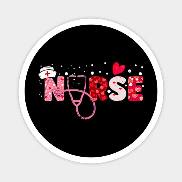 Girls Nurses Valentines Day Hearts Stethoscope Magnet by Cristian Torres